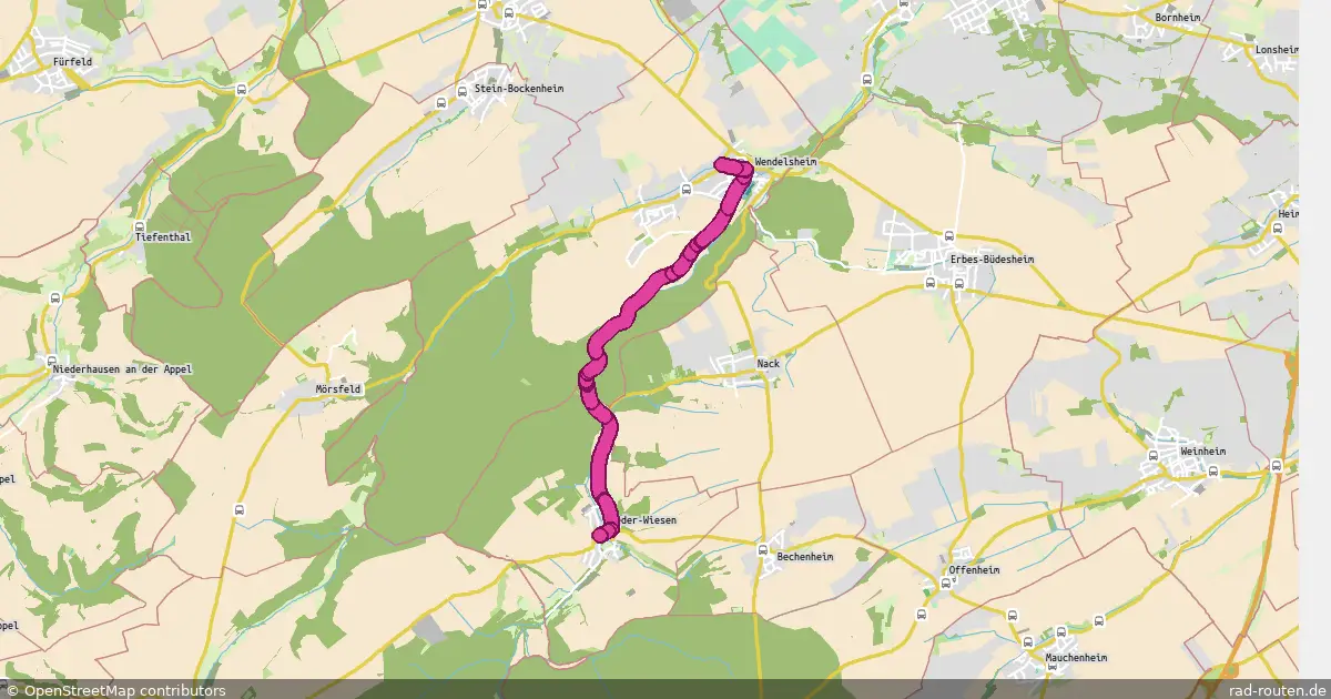 Radroute Nieder-Wiesen – Wendelsheim – Fernradroute auf Rad-Routen.de