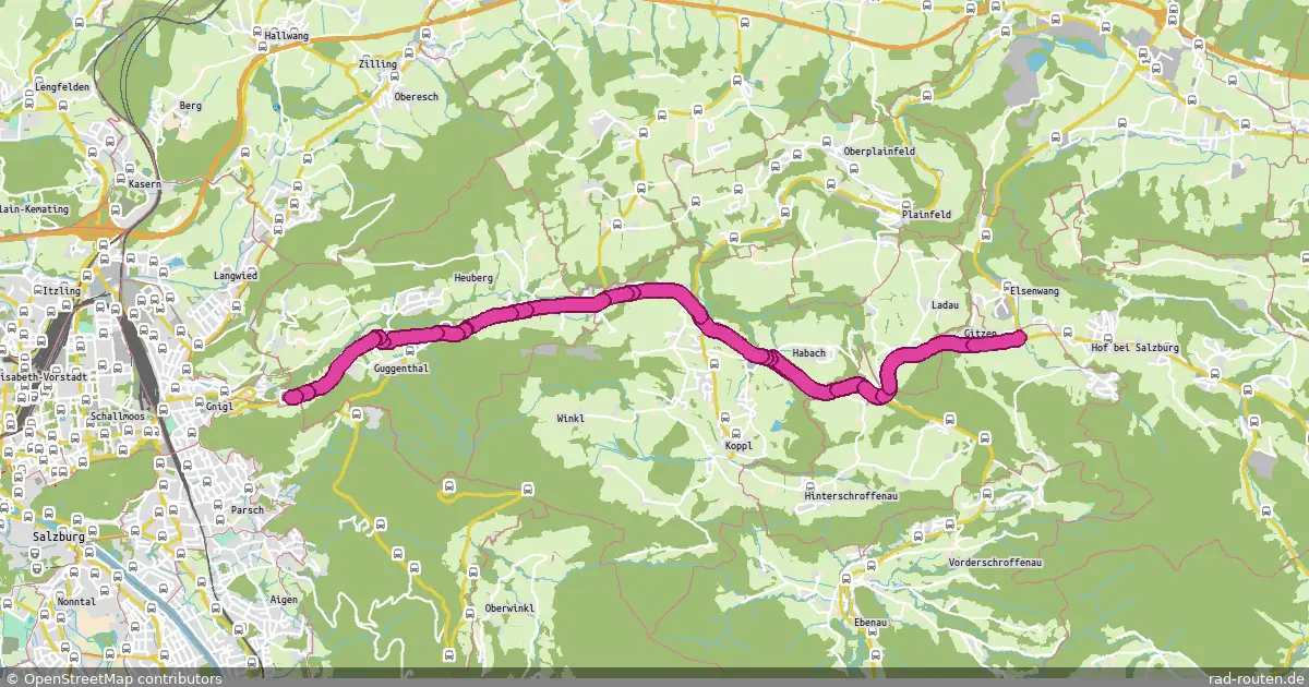 Radroute Salzburg Kühberg – Hof Elsenwang – Fernradroute auf Rad-Routen.de