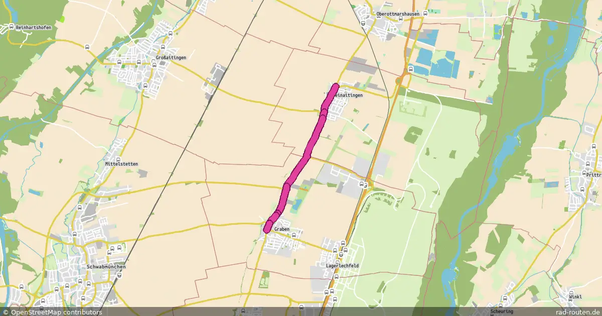 Radroute Kleinaitingen – Graben – Fernradroute auf Rad-Routen.de