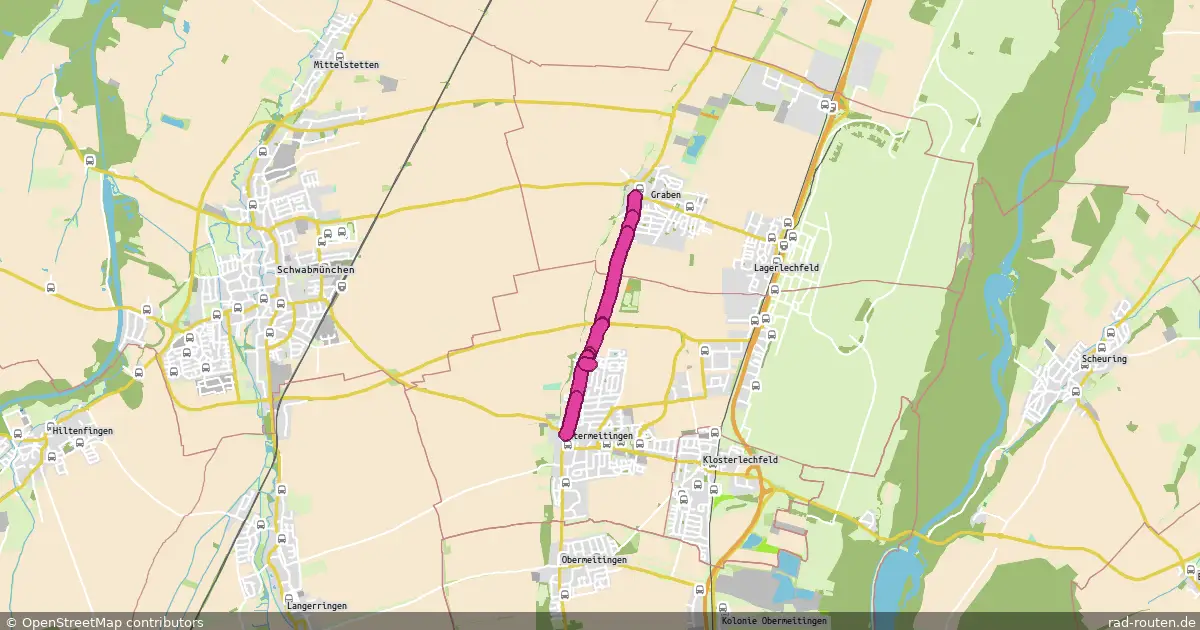Radroute Graben – Untermeitingen – Fernradroute auf Rad-Routen.de