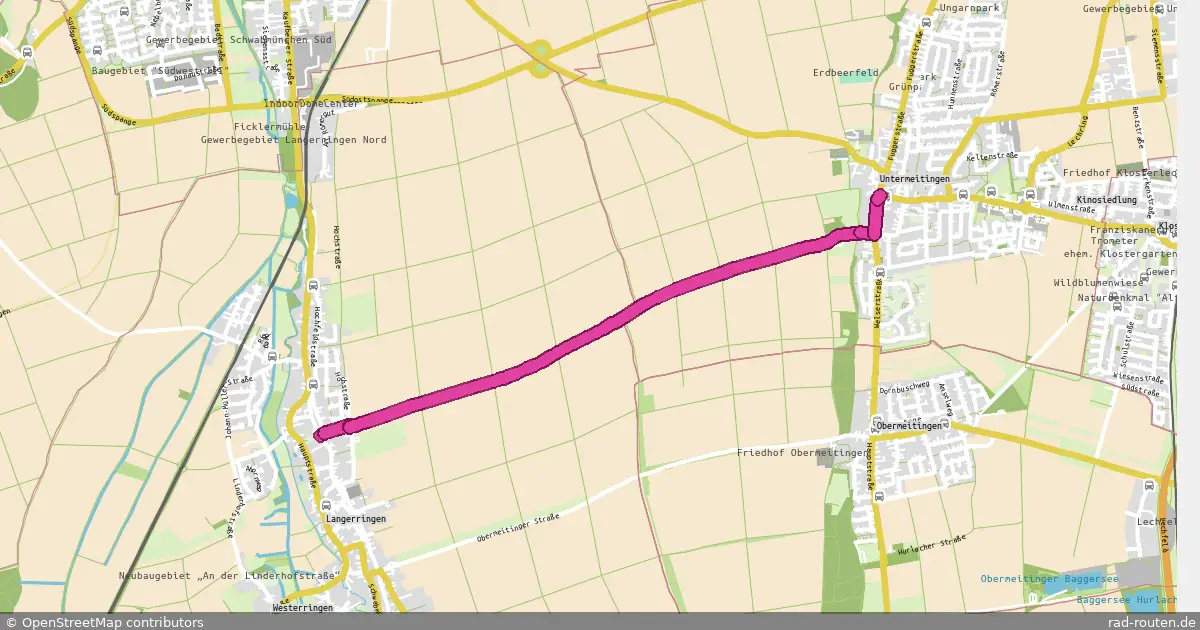Radroute Langerringen Ost – Untermeitingen – Fernradroute auf Rad-Routen.de