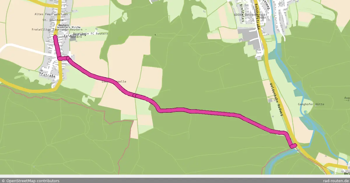 Radroute Reutern – Anschluss Weldenbahn-Radweg – Fernradroute auf Rad-Routen.de