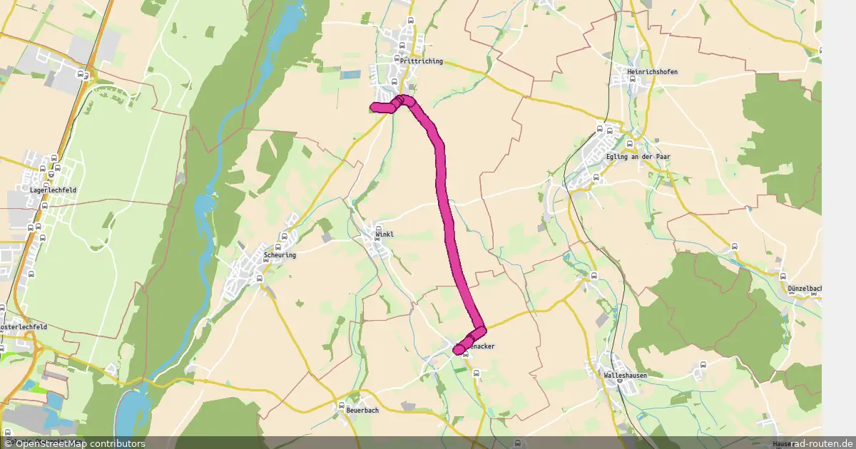 Radroute Prittriching (Freibad) – Pestenacker – Fernradroute auf Rad-Routen.de