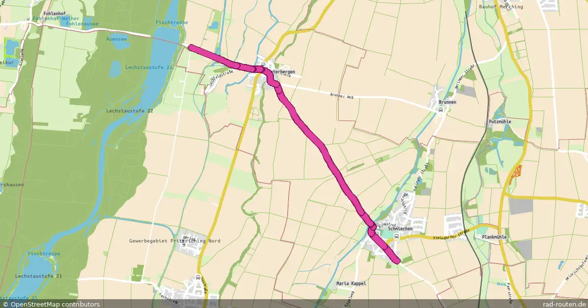 Radroute Unterbergen Lechstaustufe 22 – Schmiechen – Fernradroute auf Rad-Routen.de