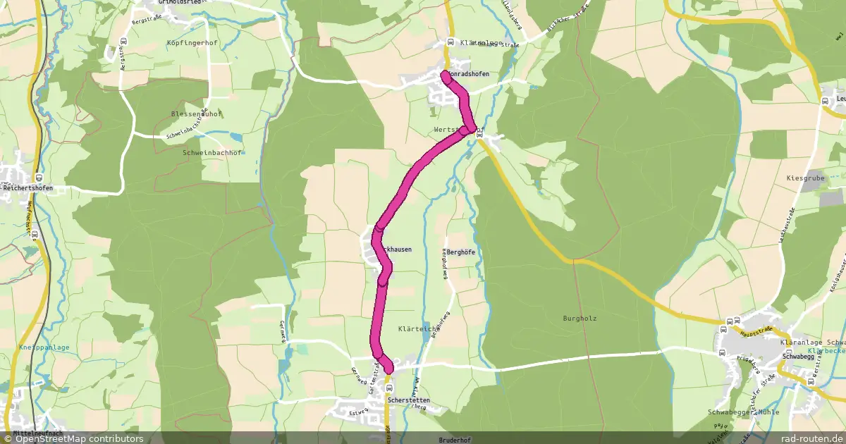 Radroute Konradshofen – Scherstetten – Fernradroute auf Rad-Routen.de