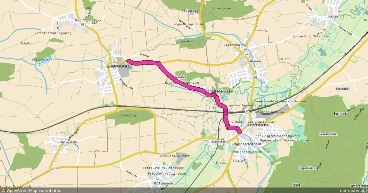 Radroute Kutzenhausen – Gessertshausen – Fernradroute auf Rad-Routen.de
