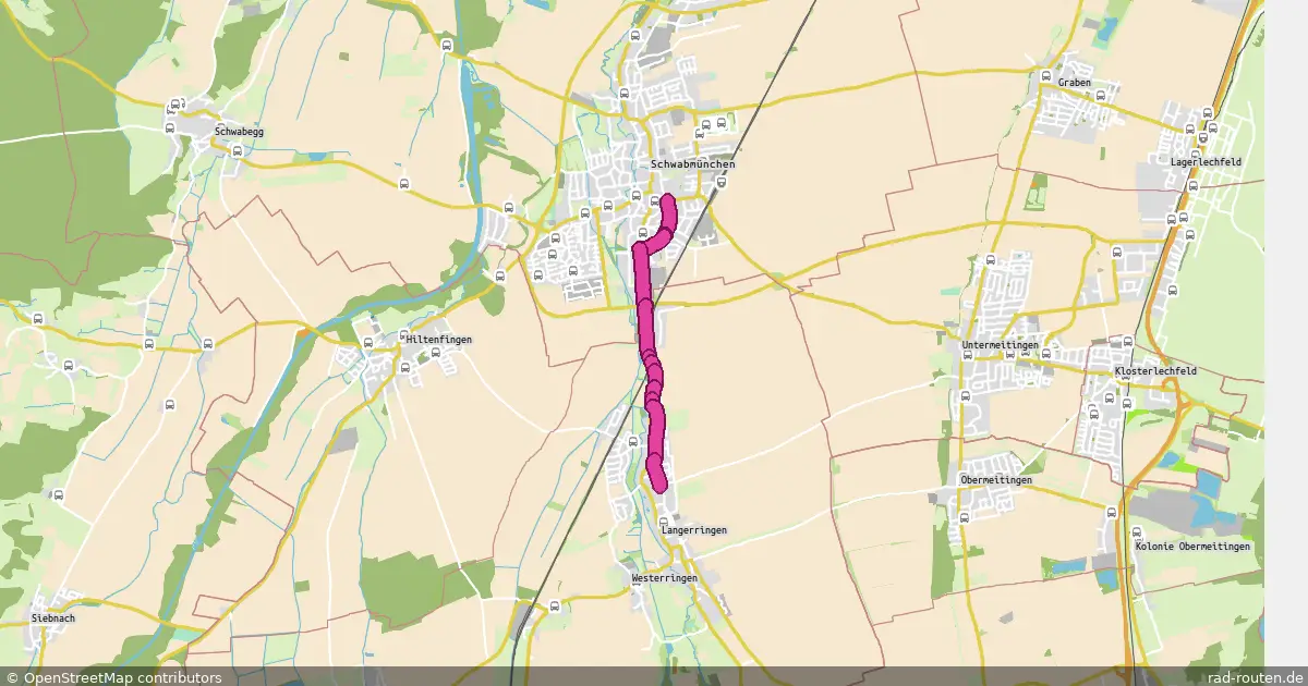 Radroute Schwabmünchen Bahnhofstraße – Langerringen – Fernradroute auf Rad-Routen.de