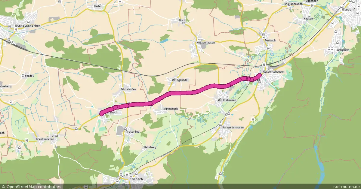 Radroute Ustersbach – Gessertshausen – Fernradroute auf Rad-Routen.de