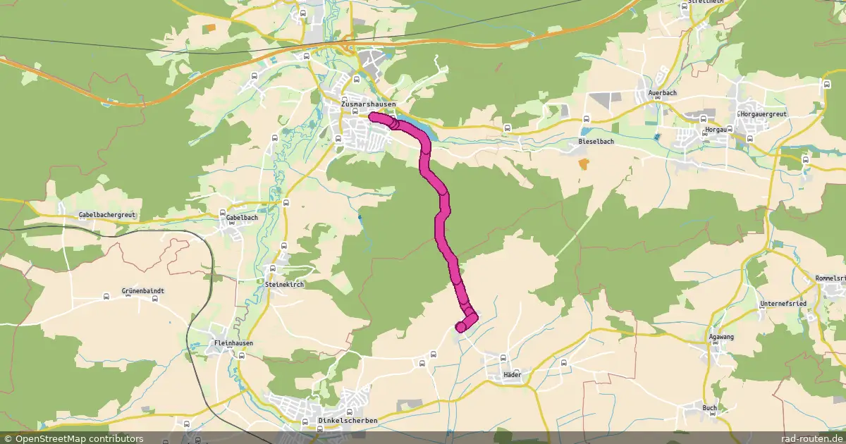 Radroute Zusmarshausen – Lindach – Fernradroute auf Rad-Routen.de