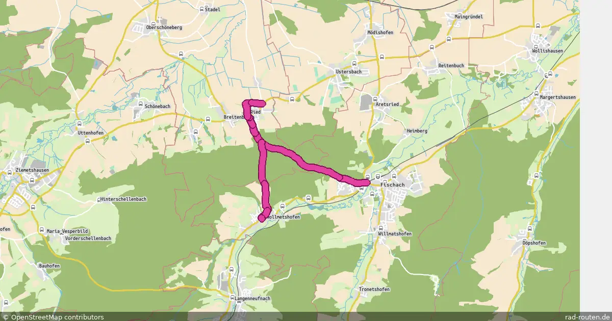 Radroute Ried – Fischach &amp; Wollmetshofen – Fernradroute auf Rad-Routen.de