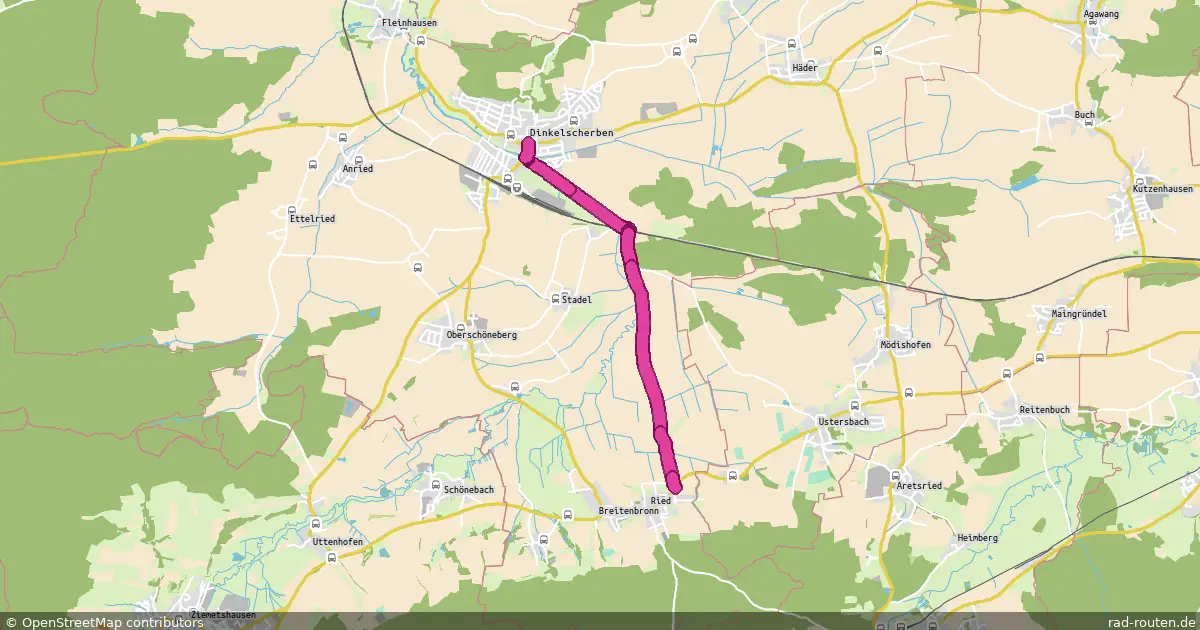 Radroute Dinkelscherben – Ried – Fernradroute auf Rad-Routen.de
