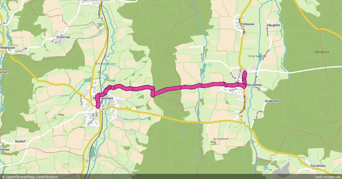 Radroute Mittelneufnach – Scherstetten – Fernradroute auf Rad-Routen.de