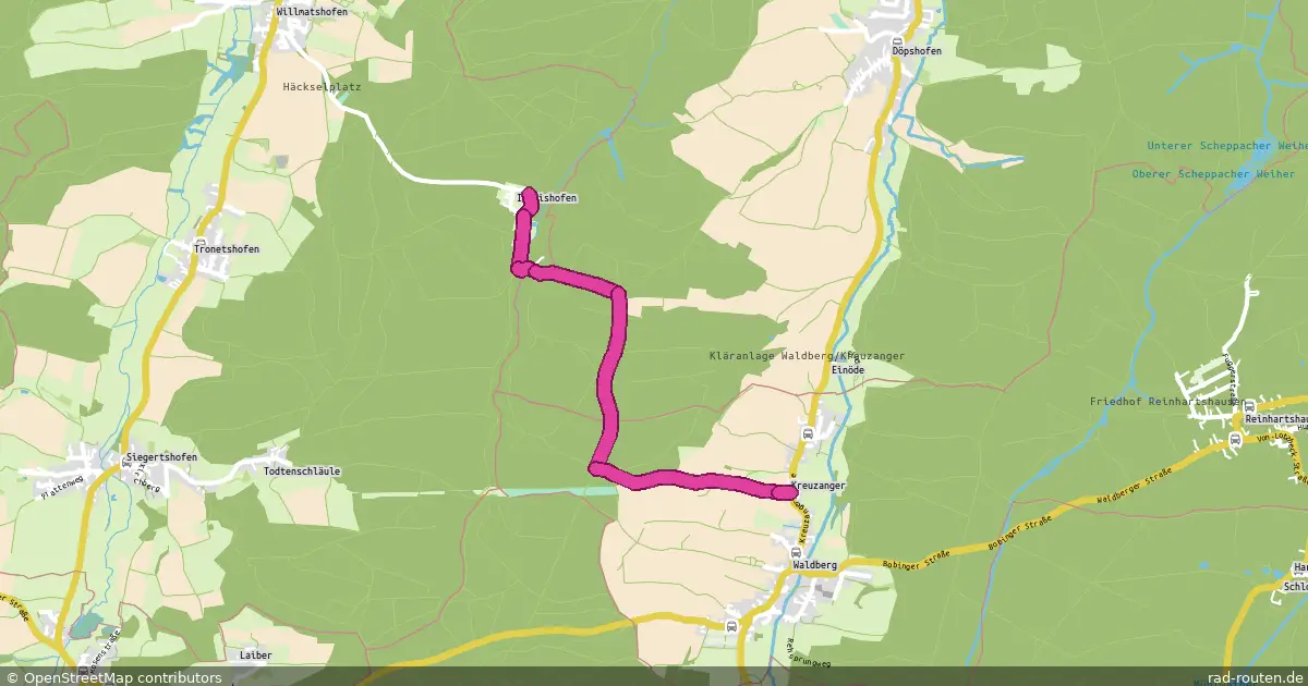 Radroute Itzlishofen – Kreuzanger – Fernradroute auf Rad-Routen.de