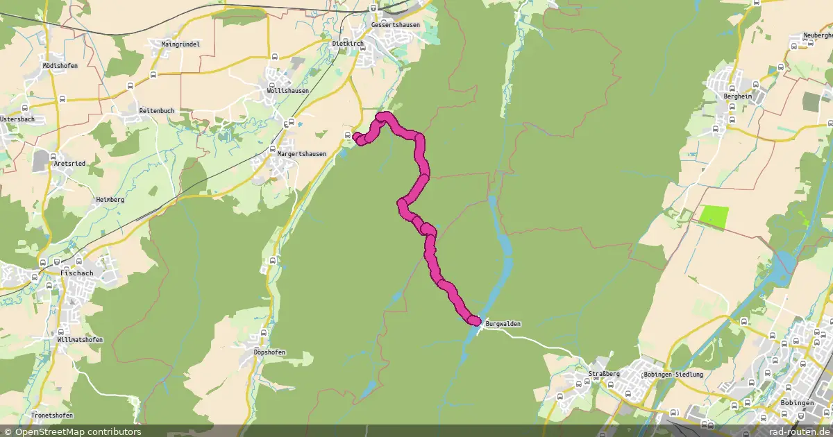 Radroute Oberschönenfeld – Burgwalden – Fernradroute auf Rad-Routen.de
