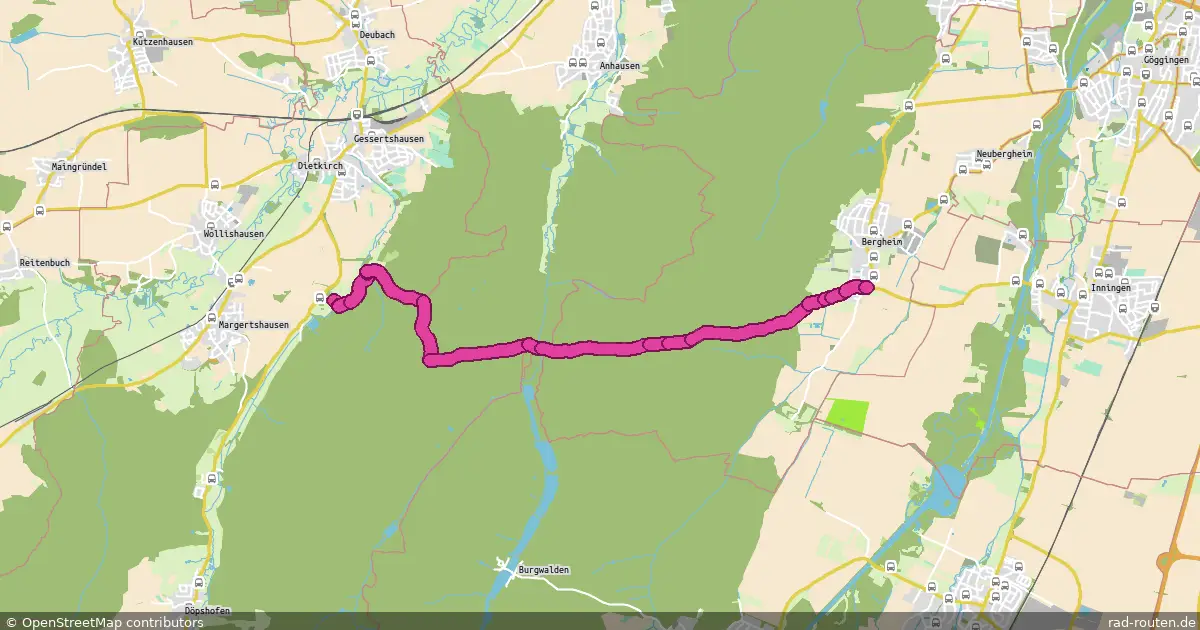 Radroute Oberschönenfeld – Bergheim – Fernradroute auf Rad-Routen.de