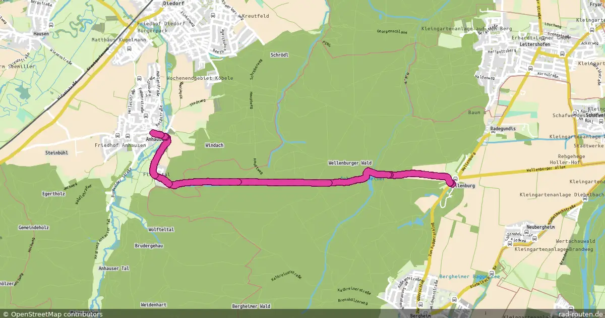 Radroute Anhausen – Wellenburg – Fernradroute auf Rad-Routen.de