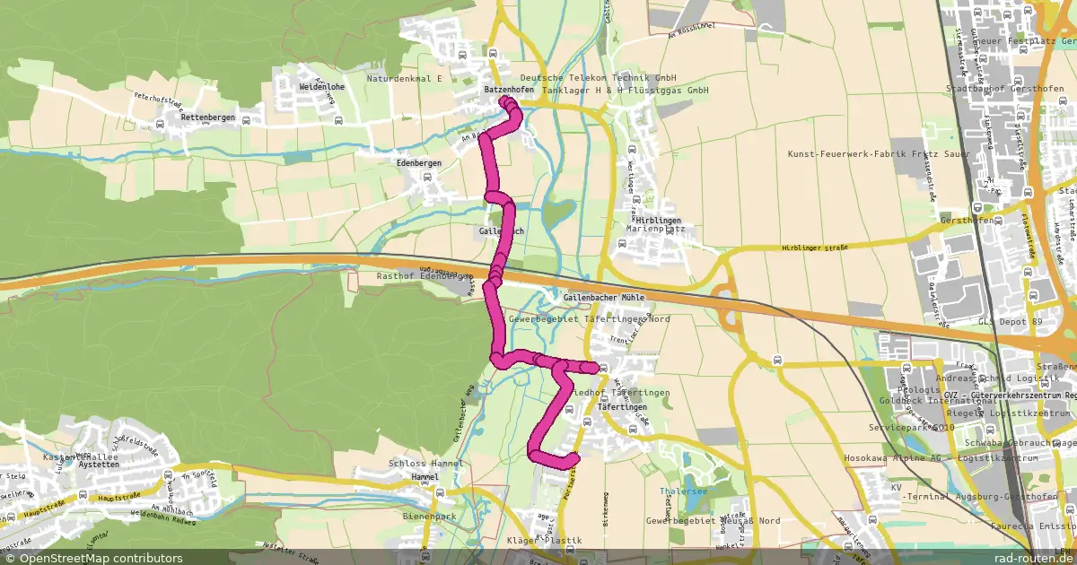 Radroute Täfertingen – Batzenhofen – Fernradroute auf Rad-Routen.de