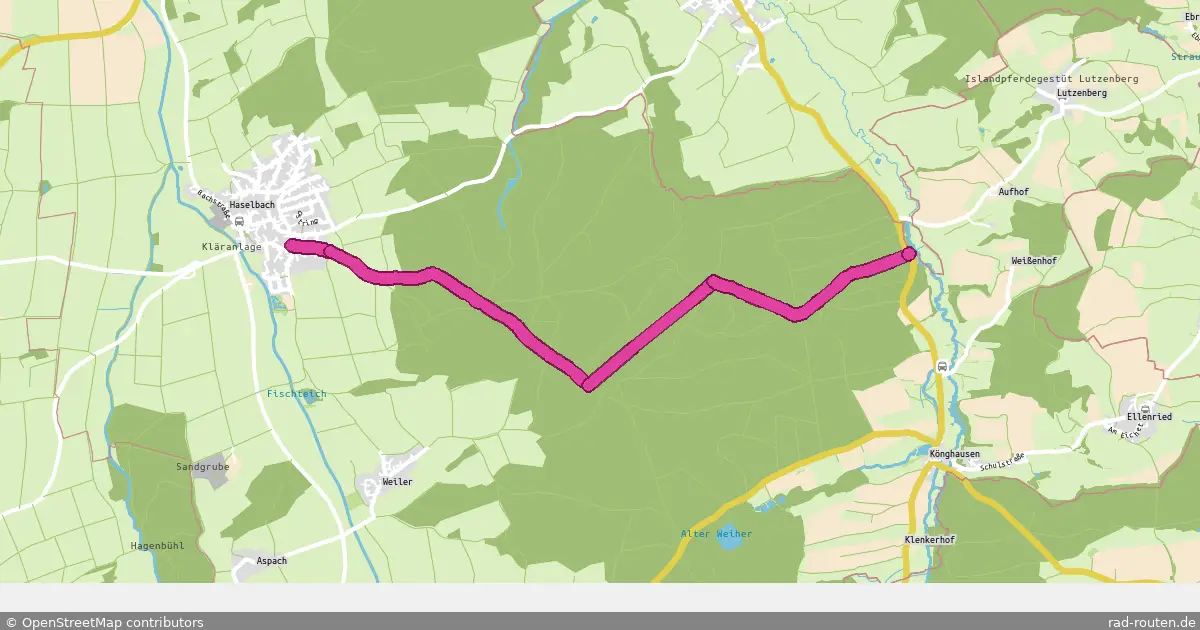 Radroute Haselbach – St 2027 Anschluss Könghausen/Obergessertshausen – Fernradroute auf Rad-Routen.de