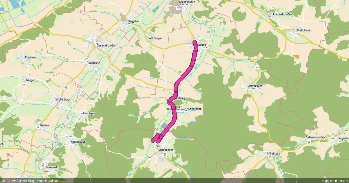 Radroute Laugna – Emersacker – Fernradroute auf Rad-Routen.de