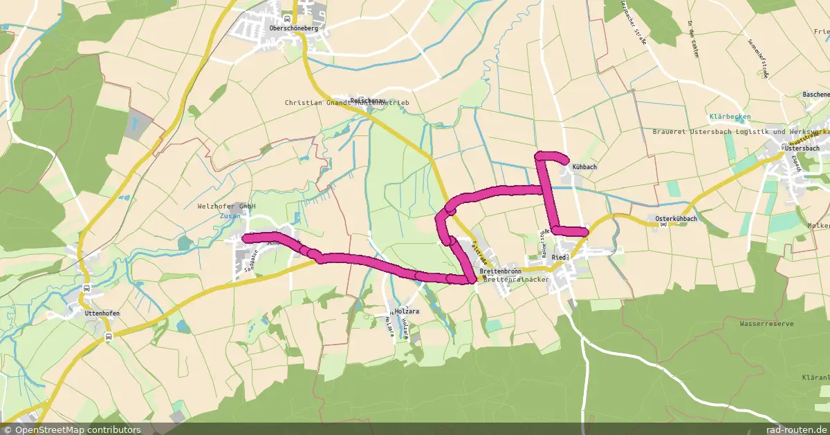 Radroute Schönebach – Ried/Kühbach – Fernradroute auf Rad-Routen.de