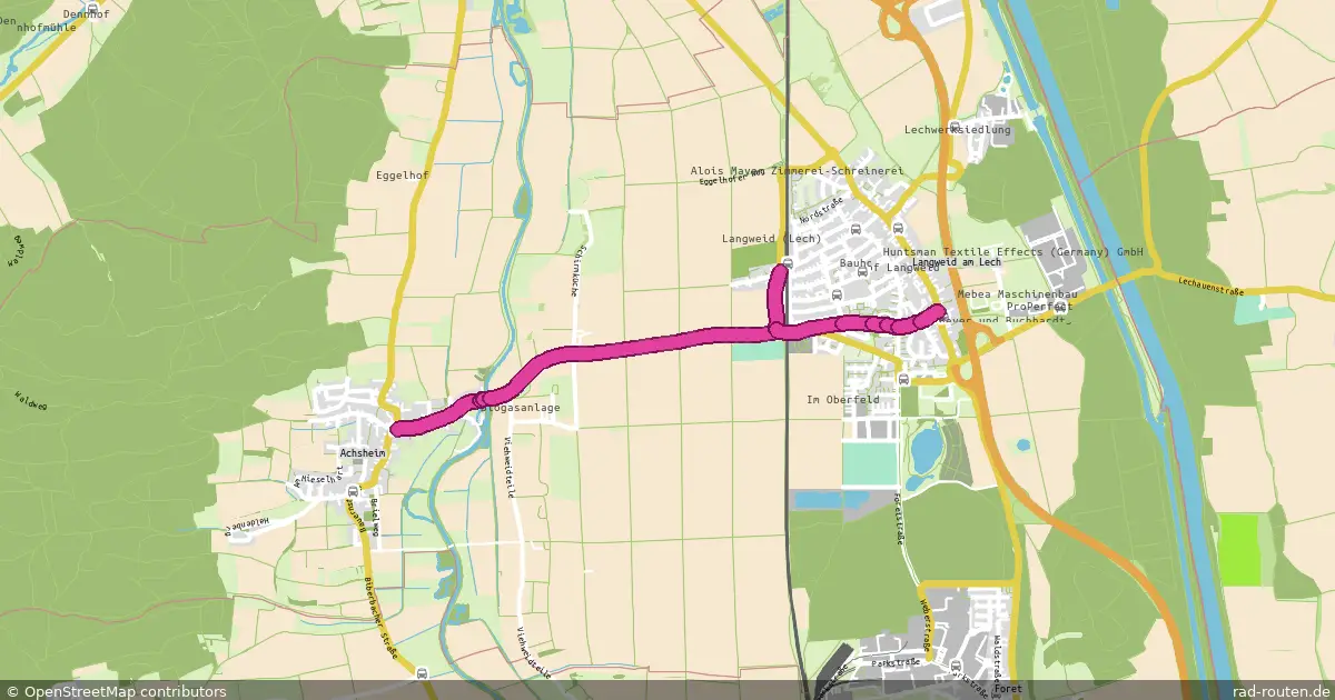 Radroute Achsheim – Langweid Bahnhof + Abzweig Ortsmitte – Fernradroute auf Rad-Routen.de