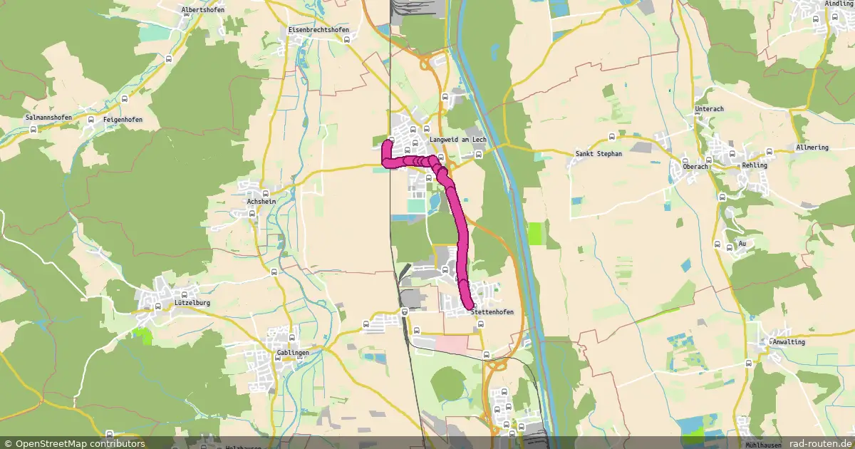Radroute Langweid Bahnhof – Stettenhofen – Fernradroute auf Rad-Routen.de