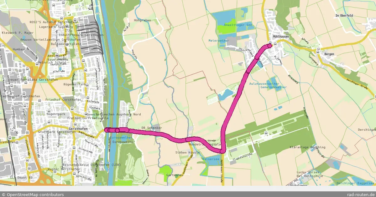 Radroute Gersthofen – Mühlhausen – Fernradroute auf Rad-Routen.de