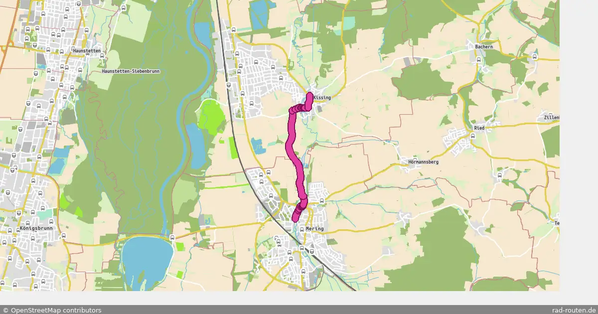 Radroute Kissing Ortsmitte – Mering