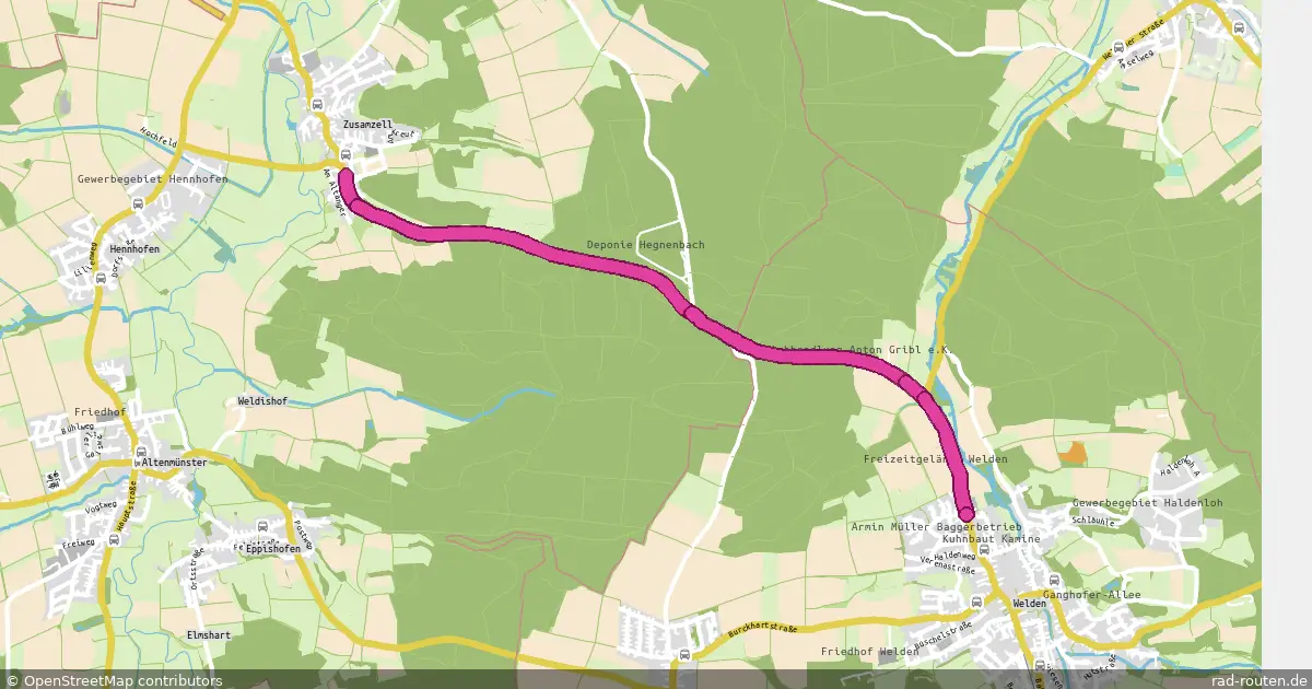 Radroute Zusamzell – Welden – Fernradroute auf Rad-Routen.de