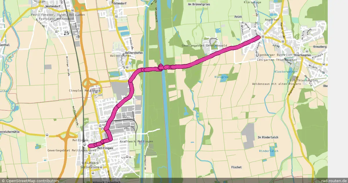 Radroute Meitingen – Thierhaupten – Fernradroute auf Rad-Routen.de
