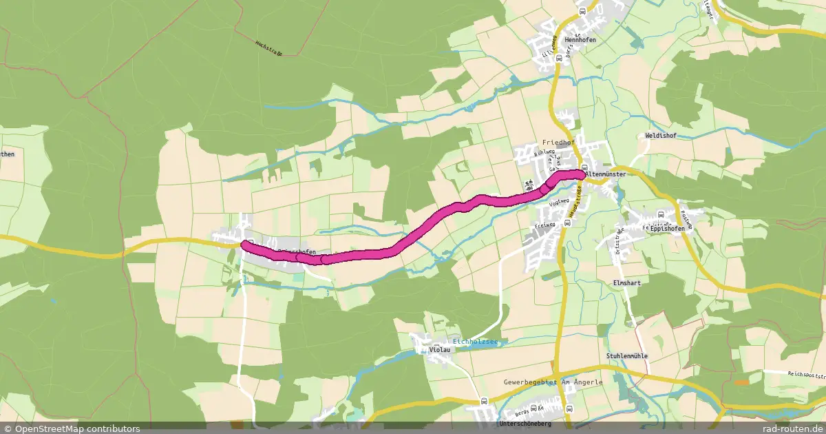 Radroute Baiershofen – Altenmünster – Fernradroute auf Rad-Routen.de
