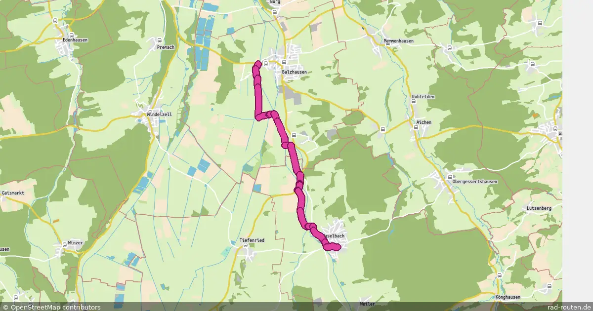 Radroute Balzhausen – Haselbach – Fernradroute auf Rad-Routen.de