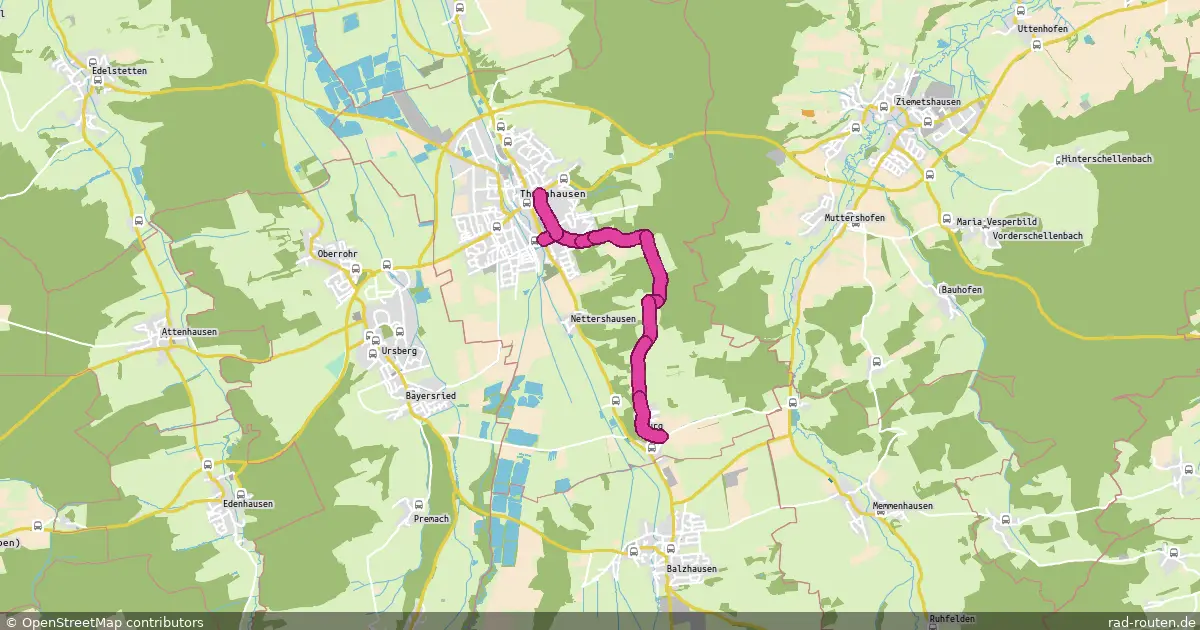 Radroute Thannhausen – Burg (über Wirtschaftswege) – Fernradroute auf Rad-Routen.de