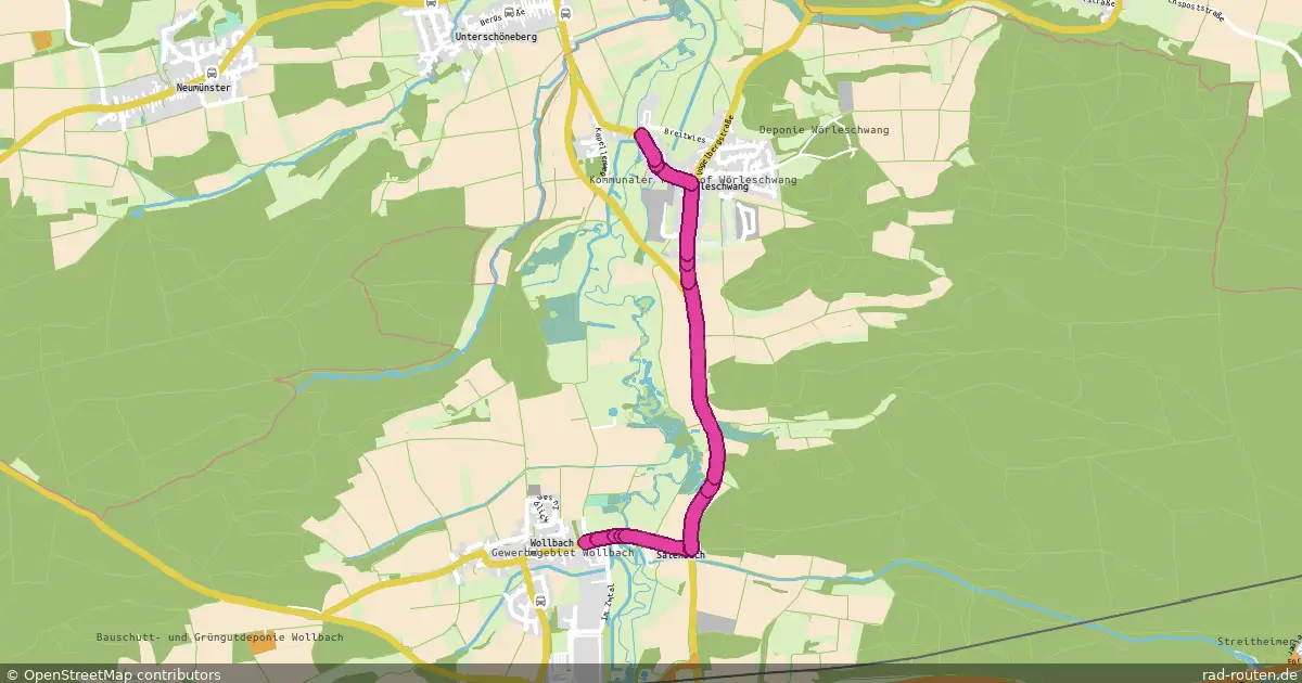 Radroute Wörleschwang – Wollbach – Fernradroute auf Rad-Routen.de