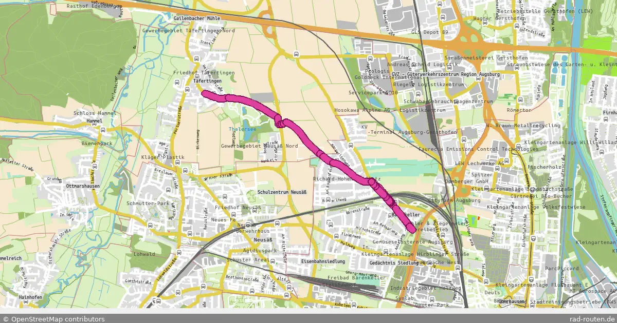 Radroute Täfertingen – A.-Bärenkeller-Süd – Fernradroute auf Rad-Routen.de