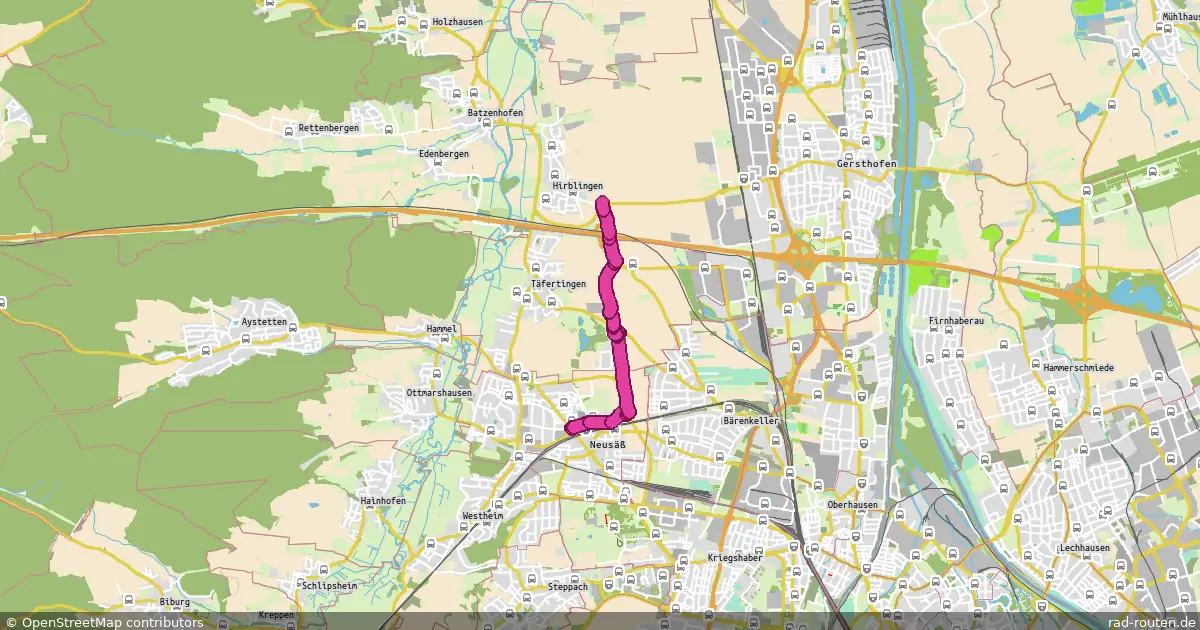 Radroute Hirblingen – Neusäß Bahnhof – Fernradroute auf Rad-Routen.de
