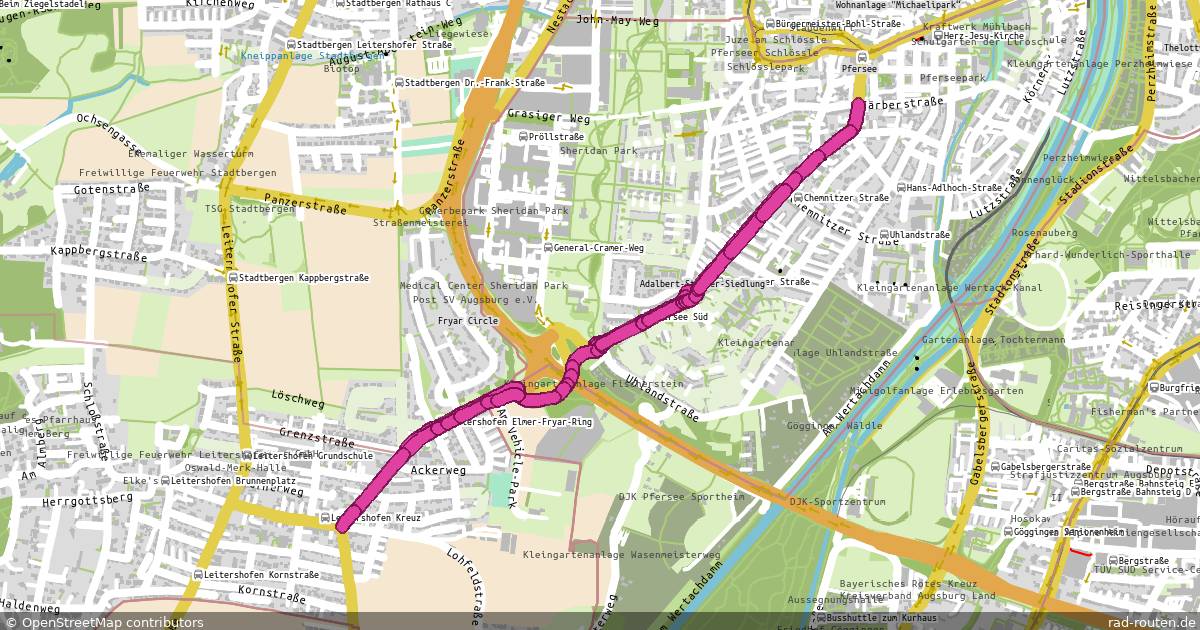 Radroute A.-Pfersee – Leitershofen – Fernradroute auf Rad-Routen.de