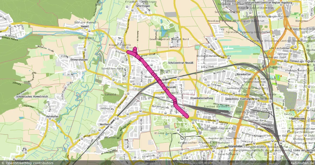 Radroute Neusäß Titania – Neusäß-Süd Kobelweg – Fernradroute auf Rad-Routen.de