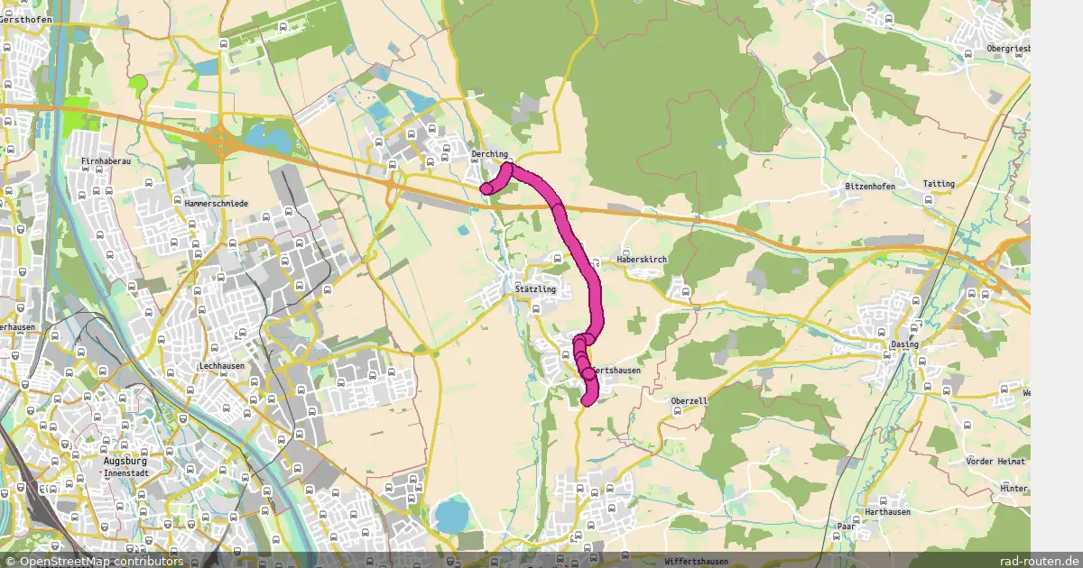 Radroute Derching-Süd – Wulfertshausen – Fernradroute auf Rad-Routen.de