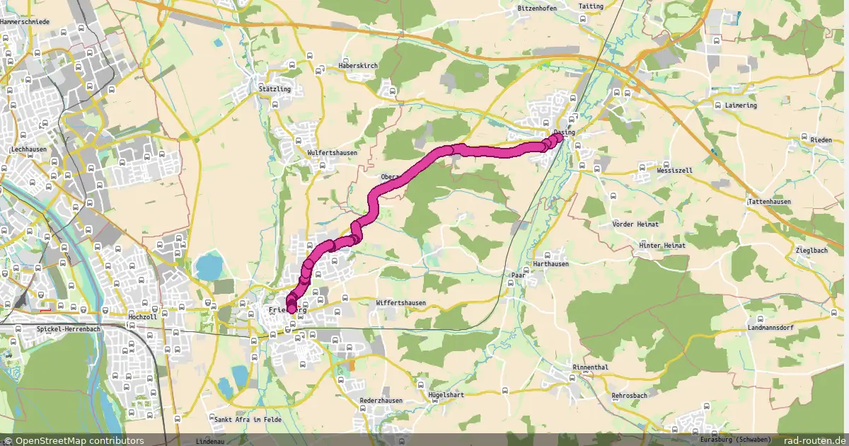 Radroute Friedberg – Dasing – Fernradroute auf Rad-Routen.de