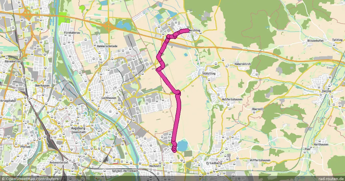 Radroute Derching – Friedberg-West – Fernradroute auf Rad-Routen.de