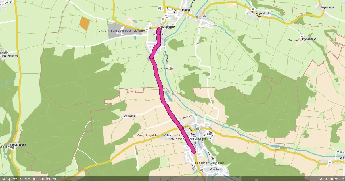 Radroute Holzheim – Unterbaar – Fernradroute auf Rad-Routen.de