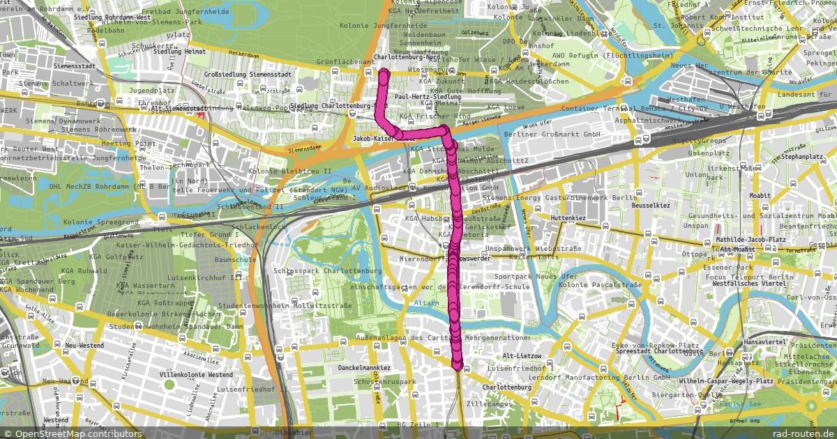 Radroute Richard-Wagner-Platz – Jungfernheide – Fernradroute auf Rad-Routen.de