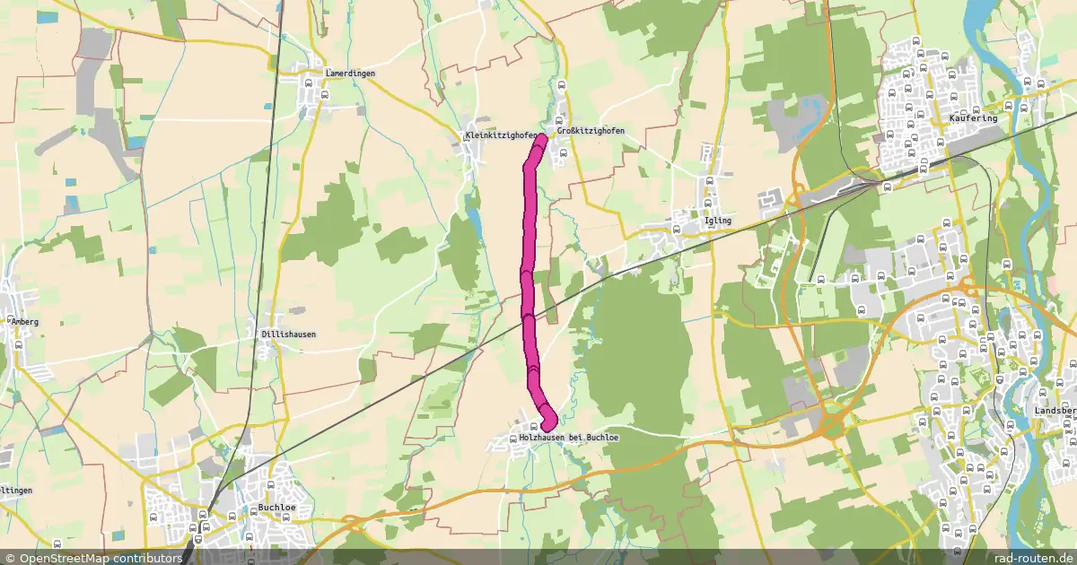 Radroute Großkitzighofen – Holzhausen b. Buchloe – Fernradroute auf Rad-Routen.de