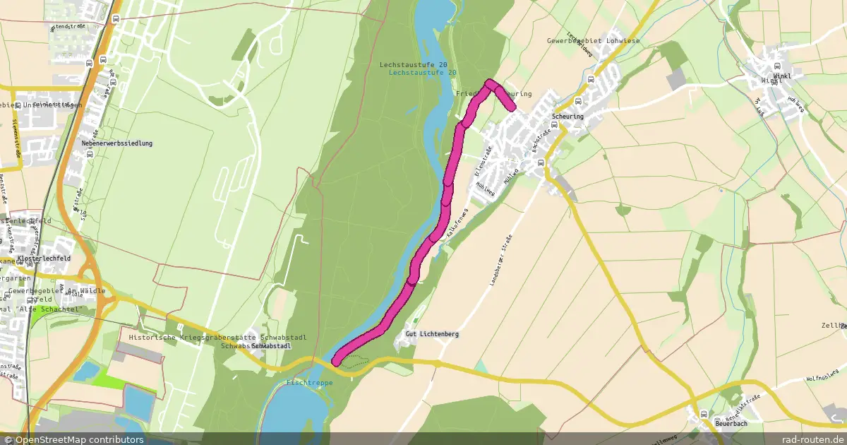 Radroute Scheuring – Lechstaustufe 19 - Zollhaus – Fernradroute auf Rad-Routen.de