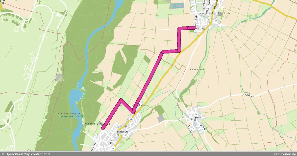 Radroute Prittriching – Scheuring – Fernradroute auf Rad-Routen.de