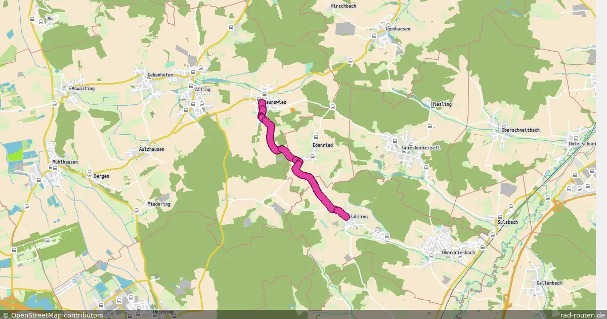 Radroute Haunswies – Zahling – Fernradroute auf Rad-Routen.de