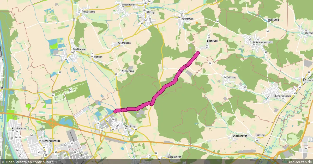 Radroute Derching Baggersee – Edenried Süd – Fernradroute auf Rad-Routen.de