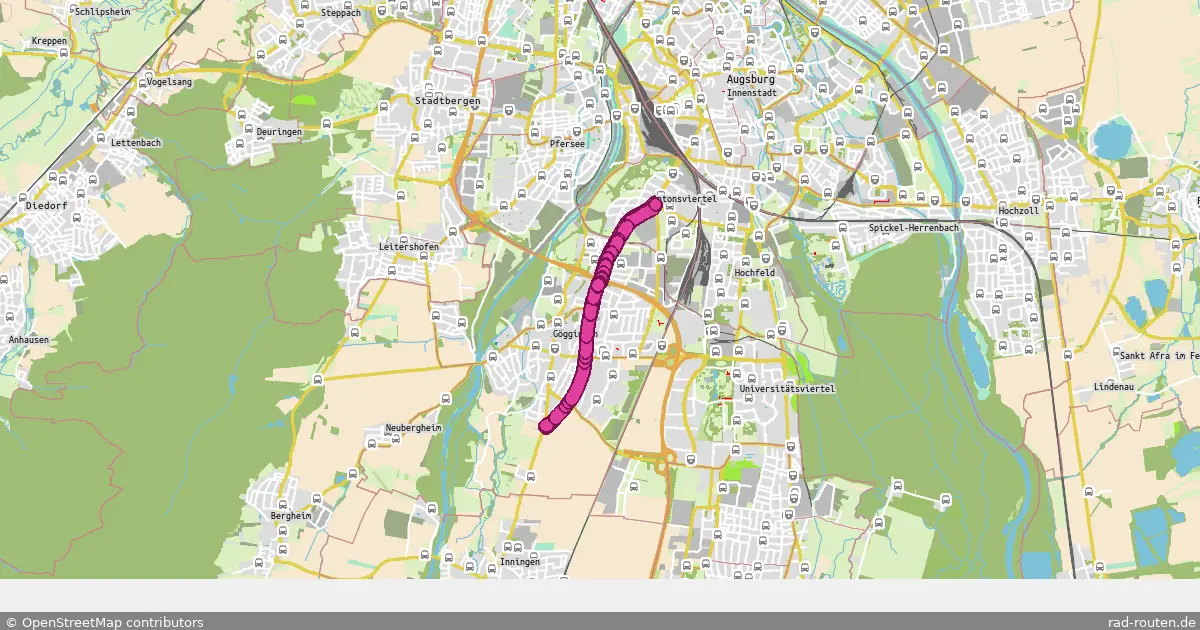 Radroute A.-Gögginger Str./ Schertlinstr. – A.-Lindauer Str. / Allgäuer Str. – Fernradroute auf Rad-Routen.de