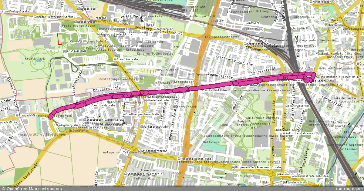 Radroute Augsburg West P+R – A.-Oberhausen – Fernradroute auf Rad-Routen.de